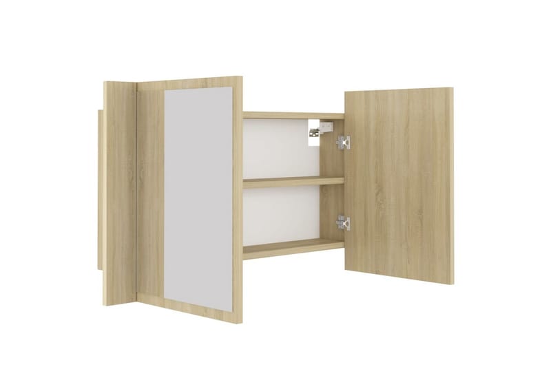 Spegelskåp med LED sonoma-ek 80x12x45 cm - Brun - Inredning & dekor - Speglar - Spegelmöbler - Spegelskåp