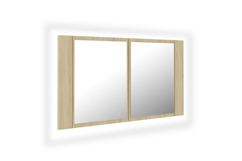 Spegelskåp med LED sonoma-ek 80x12x45 cm - Brun - Inredning & dekor - Speglar - Spegelmöbler - Spegelskåp