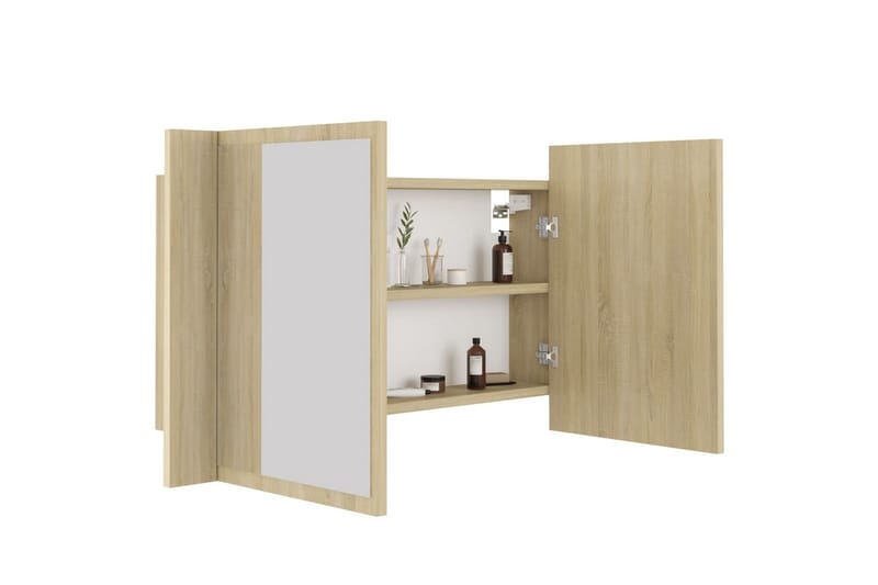 Spegelskåp med LED sonoma-ek 80x12x45 cm - Brun - Inredning & dekor - Speglar - Spegelmöbler - Spegelskåp