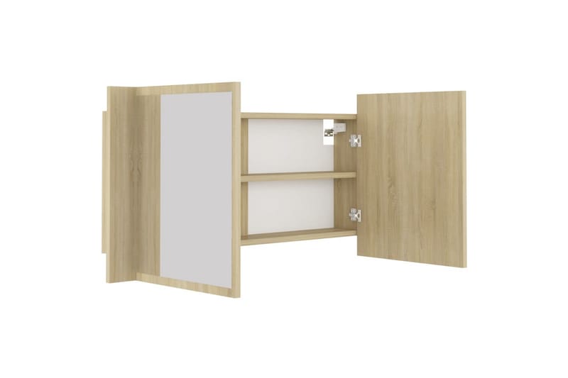 Spegelskåp med LED sonoma-ek 90x12x45 cm - Brun - Inredning & dekor - Speglar - Spegelmöbler - Spegelskåp