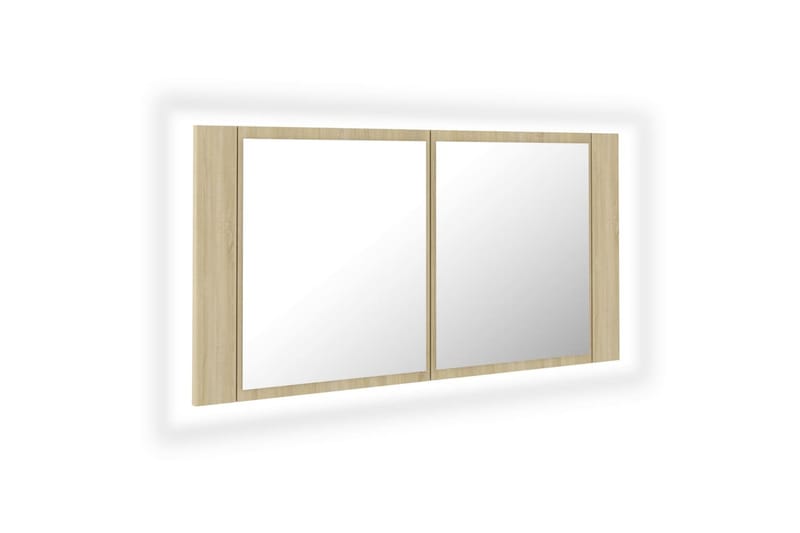 Spegelskåp med LED sonoma-ek 90x12x45 cm - Brun - Inredning & dekor - Speglar - Spegelmöbler - Spegelskåp