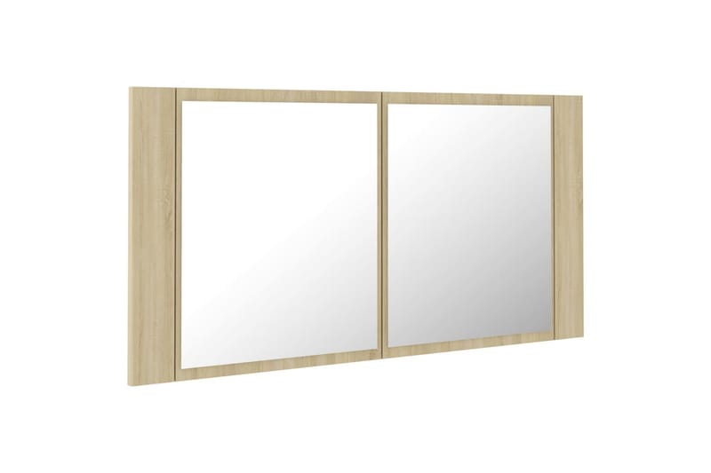 Spegelskåp med LED sonoma-ek 90x12x45 cm - Brun - Inredning & dekor - Speglar - Spegelmöbler - Spegelskåp