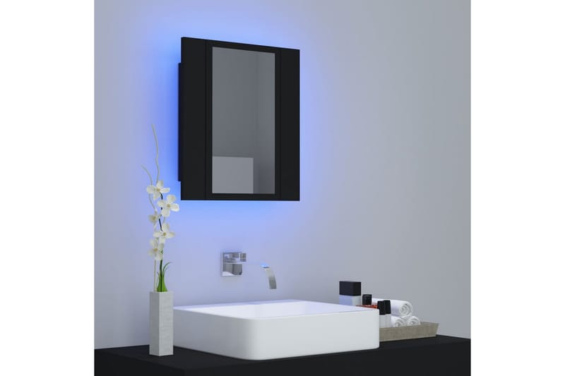 Spegelskåp med LED svart 40x12x45 cm - Svart - Badrumsskåp - Spegelskåp
