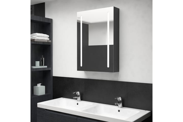 Spegelskåp med LED svart 50x13x70 cm - Svart - Badrumsskåp - Spegelskåp