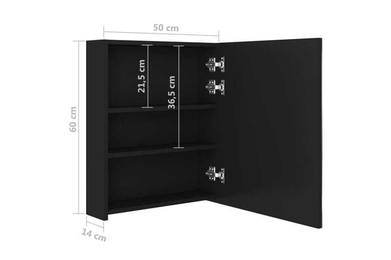 Spegelskåp med LED svart 50x14x60 cm - Svart - Inredning & dekor - Speglar - Spegelmöbler - Spegelskåp