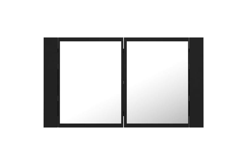 Spegelskåp med LED svart 80x12x45 cm - Svart - Badrumsskåp - Spegelskåp