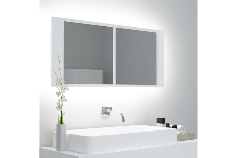 Spegelskåp med LED vit 100x12x45 cm - Vit - Badrumsskåp - Spegelskåp