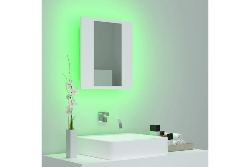 Spegelskåp med LED vit 40x12x45 cm - Vit - Badrumsskåp - Spegelskåp