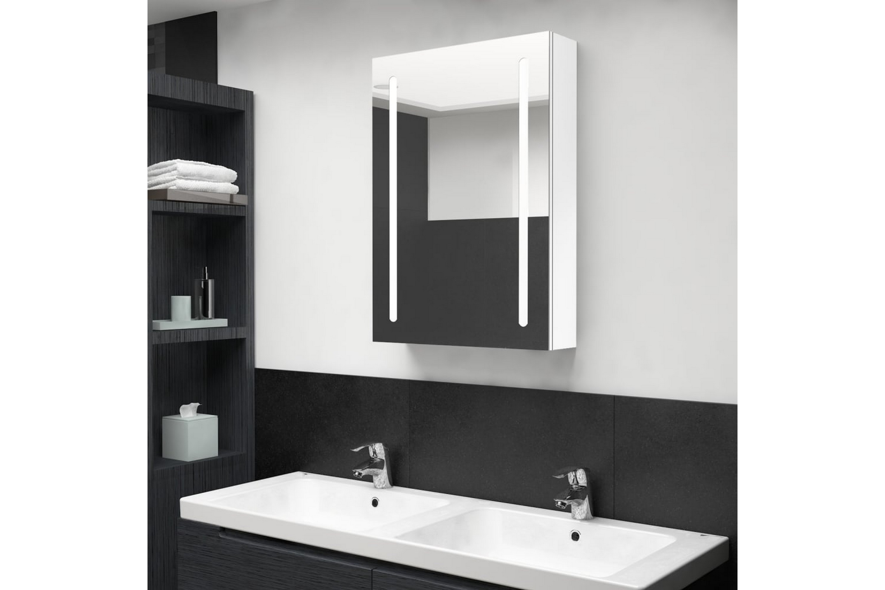 Spegelskåp med LED vit 50x13x70 cm – Vit
