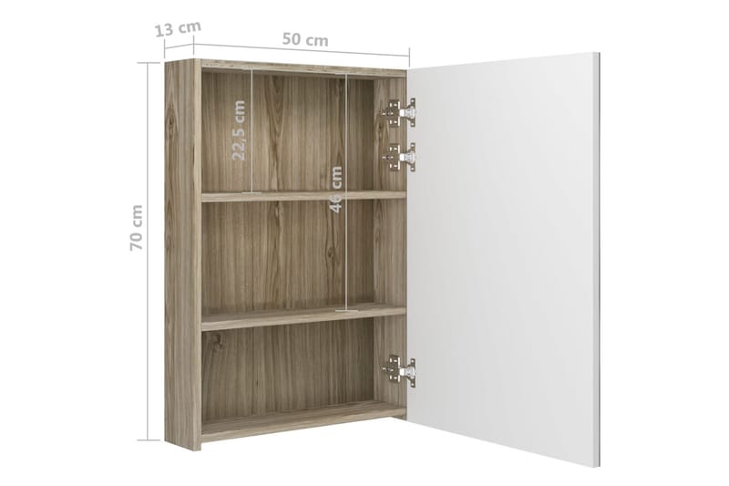Spegelskåp med LED vit och ek 50x13x70 cm - Vit - Inredning & dekor - Speglar - Spegelmöbler - Spegelskåp