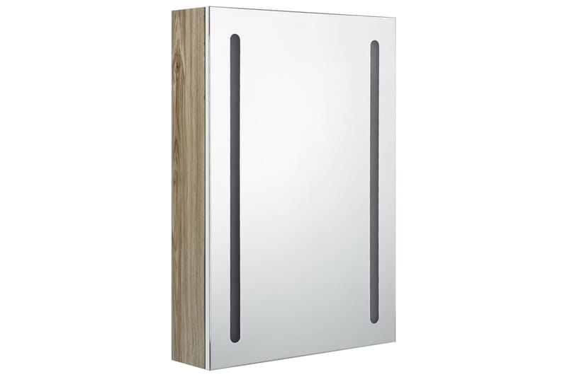 Spegelskåp med LED vit och ek 50x13x70 cm - Vit - Badrumsskåp - Spegelskåp
