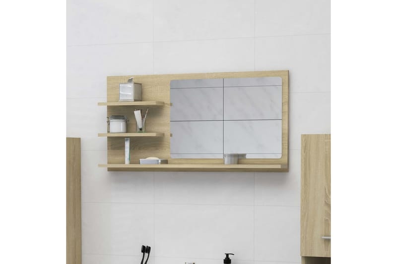 Spegelskåp sonoma-ek 90x10,5x45 cm spånskiva - Brun - Inredning & dekor - Speglar - Spegelmöbler - Spegelskåp