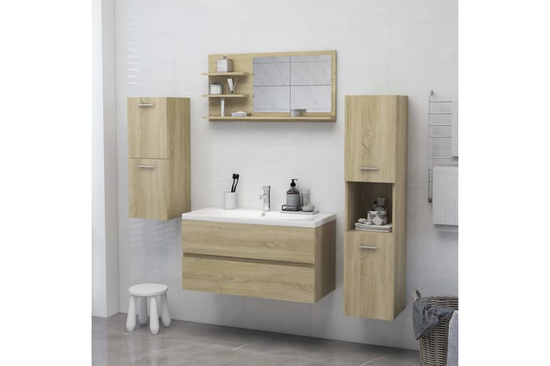 Spegelskåp sonoma-ek 90x10,5x45 cm spånskiva - Brun - Inredning & dekor - Speglar - Spegelmöbler - Spegelskåp