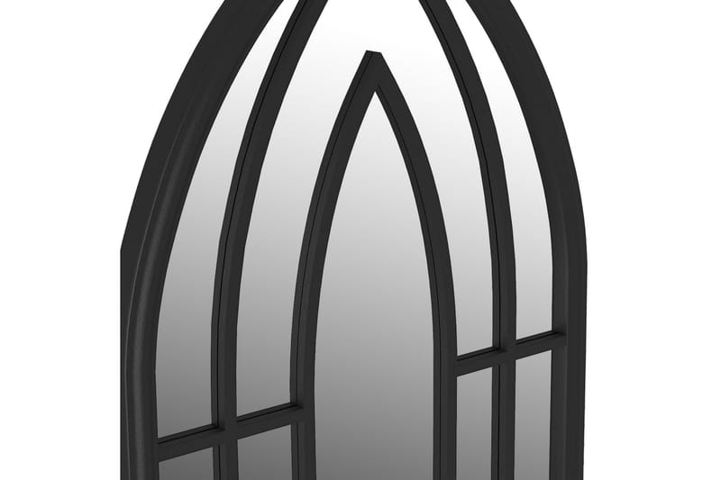 Trädgårdsspegel svart 100x45 cm järn för utomhusbruk - Svart - Väggspegel