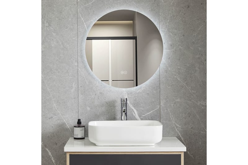 Badrumsspegel Rund 60 cm med LED-belysning och anti-fog