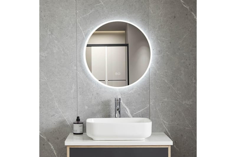 Badrumsspegel Rund 60 cm med LED-belysning och anti-fog