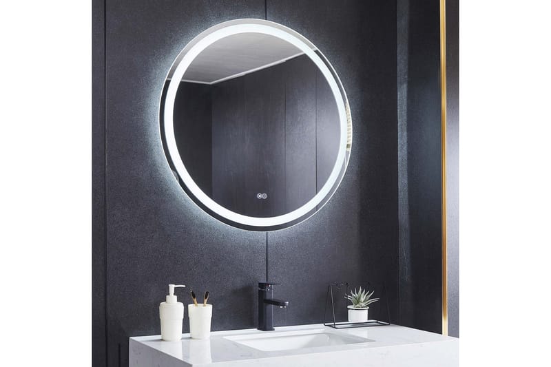 Badrumsspegel Rund 80 cm med LED-belysning, anti-fog och dimmer - Inredning & dekor - Speglar - Väggspegel