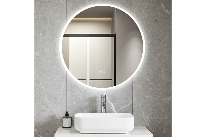 Badrumsspegel Rund 80 cm med LED-belysning och anti-fog