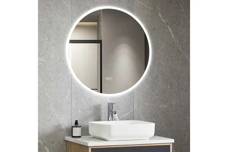 Badrumsspegel Rund 80 cm med LED-belysning och anti-fog - Inredning & dekor - Speglar - Väggspegel