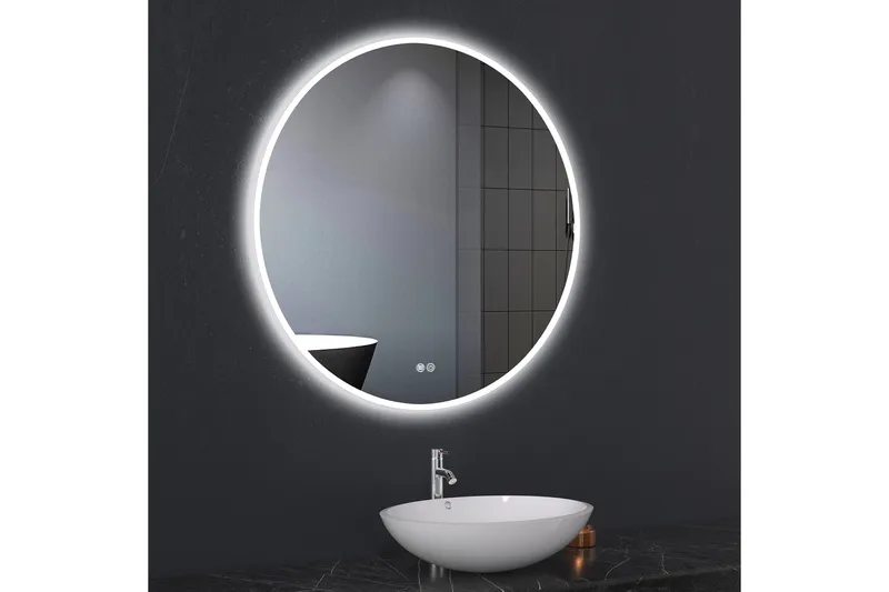 Badrumsspegel Rund 80 cm med LED-belysning och anti-fog - Inredning & dekor - Speglar - Väggspegel