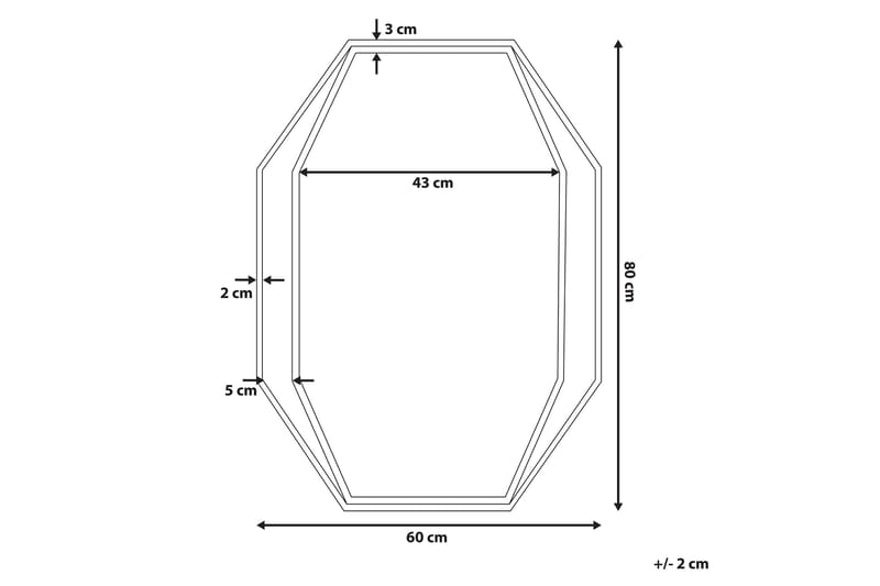 Bagron Spegel 80x60 cm - Grå - Inredning & dekor - Speglar - Väggspegel