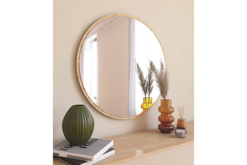 Buhem Spegel 60 cm Rund, Trä/Natur