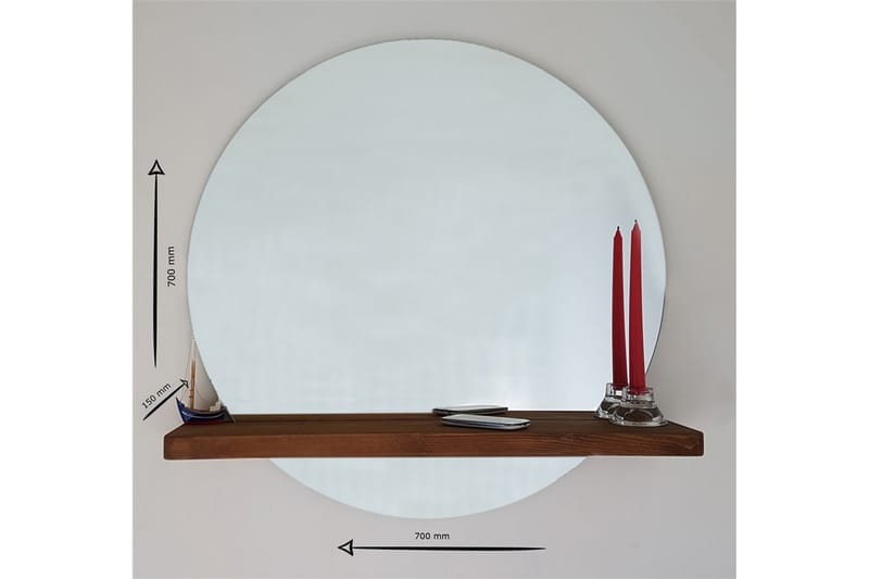 DESAULNIER Dekorationsspegel 70 cm Valnöt - Inredning & dekor - Speglar - Väggspegel