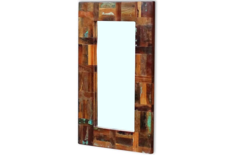 Spegel massivt återvunnet trä 80x50 cm - Flerfärgad - Väggspegel