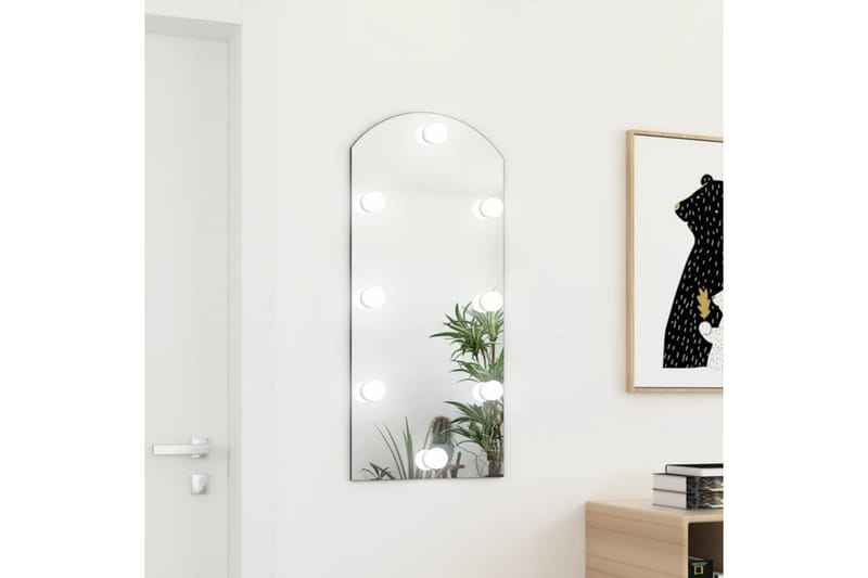 Spegel med LED-lampor 90x45 cm glas valvformad (335864+32608 - Silver - Väggspegel