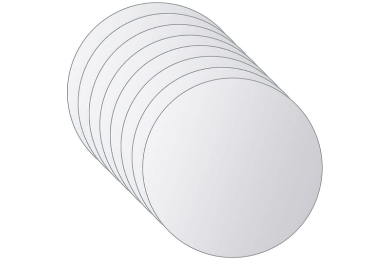 Spegelplattor 8 st rund spegelglas - Silver - Väggspegel
