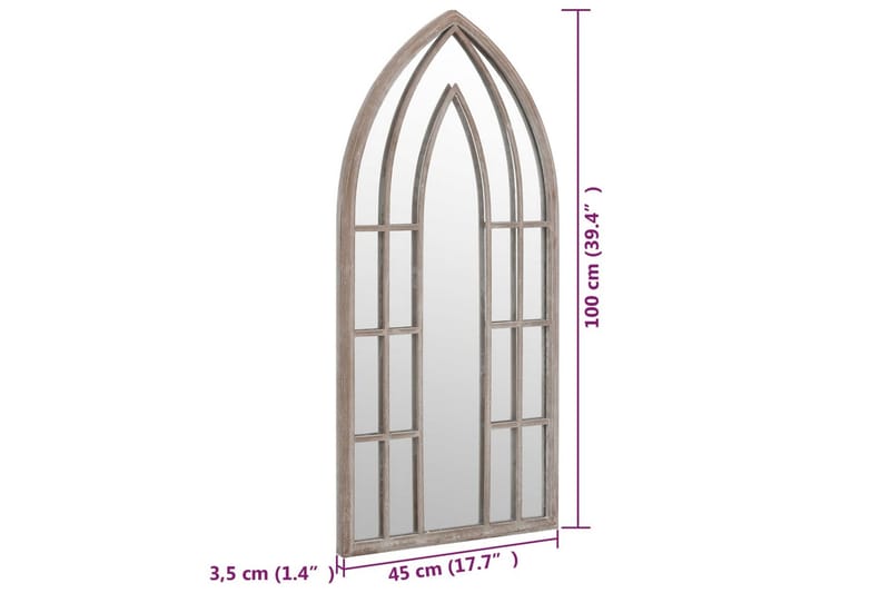 Trädgårdsspegel sand 100x45 cm järn för utomhusbruk - Kräm - Väggspegel