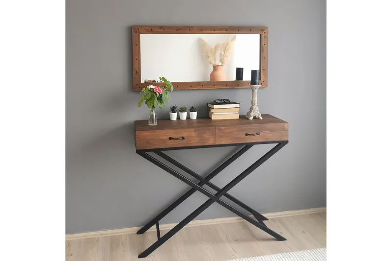 Trekell Dekorationsspegel 110 cm - Valnöt - Inredning & dekor - Speglar - Väggspegel