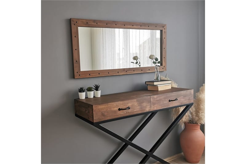 Trekell Dekorationsspegel 110 cm - Valnöt - Inredning & dekor - Speglar - Väggspegel