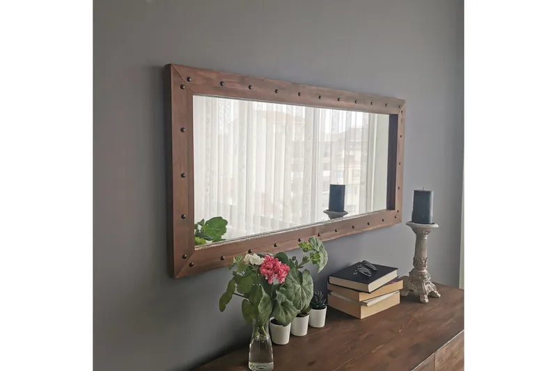Trekell Dekorationsspegel 110 cm - Valnöt - Inredning & dekor - Speglar - Väggspegel
