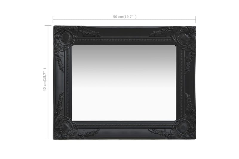 Väggspegel barockstil 50x40 cm svart - Inredning & dekor - Speglar - Väggspegel