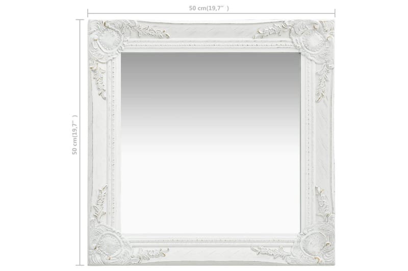 Väggspegel barockstil 50x50 cm vit - Inredning & dekor - Speglar - Väggspegel