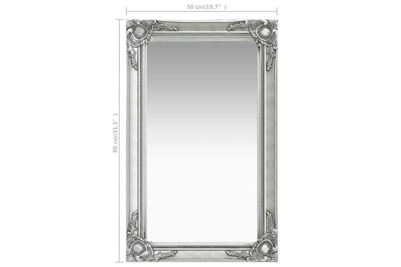 Väggspegel barockstil 50x80 cm silver - Väggspegel