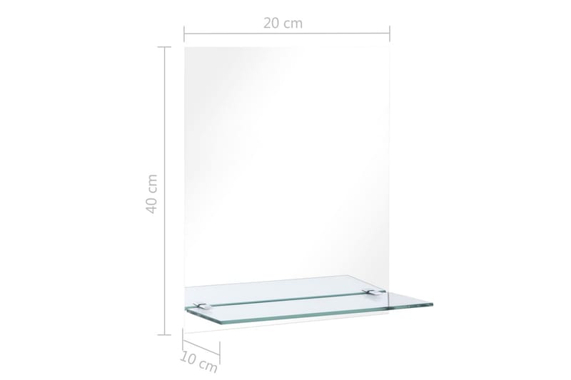 Väggspegel med hylla 20x40 cm härdat glas - Silver - Inredning & dekor - Speglar - Väggspegel