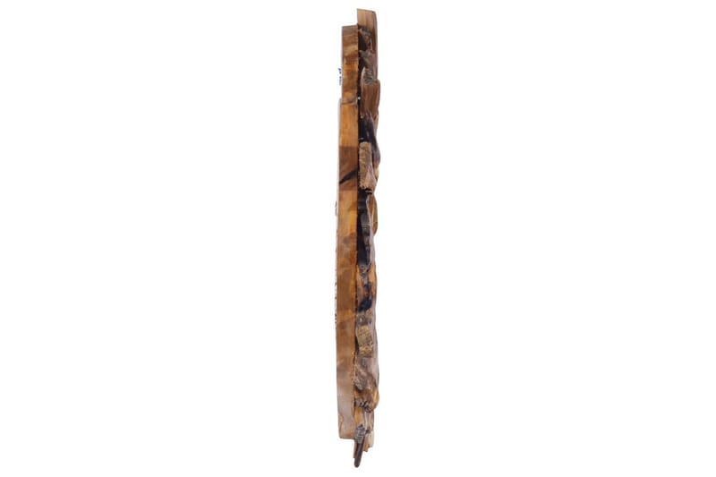 Väggspegel rund 40 cm teak - Brun - Väggspegel