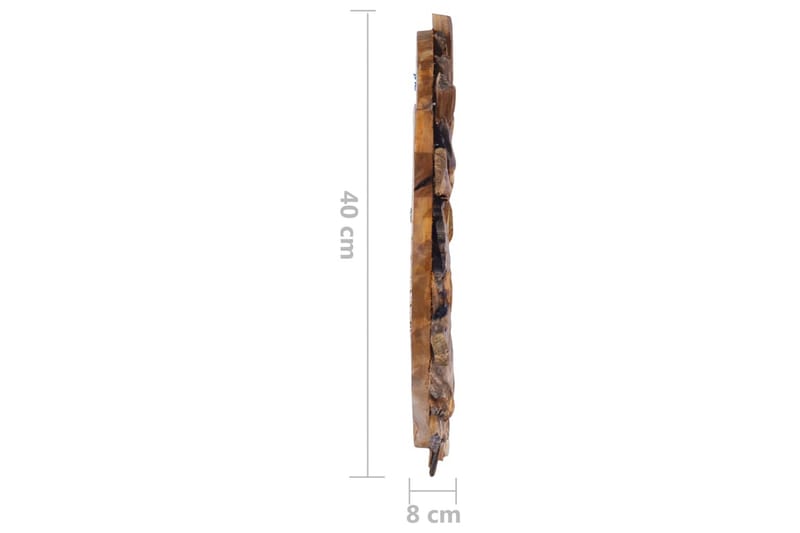 Väggspegel rund 40 cm teak - Brun - Väggspegel