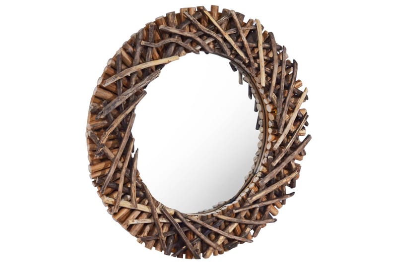 Väggspegel rund 60 cm teak - Brun - Inredning & dekor - Speglar - Väggspegel