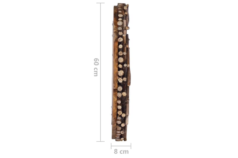 Väggspegel rund 60 cm teak - Brun - Inredning & dekor - Speglar - Väggspegel