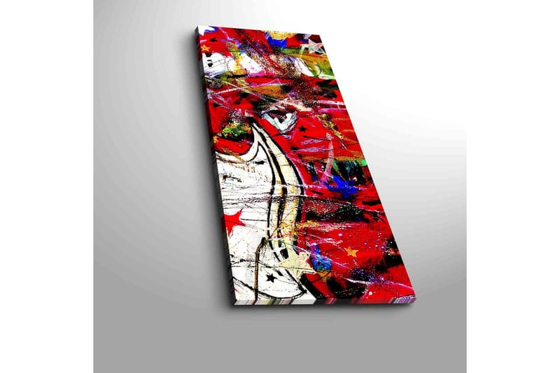 Canvastavla 30x70 cm - Dynamisk abstrakt komposition med inslag av röda och svarta former - Röd / Svart / Vit - Inredning & dekor - Tavlor & konst - Canvastavla