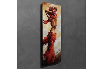 Canvastavla 30x80 cm - Dansande kvinna med röd klänning - Röd / Beige / Brun - Inredning & dekor - Tavlor & konst - Canvastavla