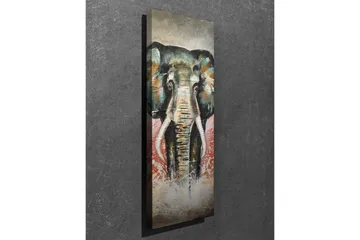 Canvastavla 30x80 cm - Elefant med färgstarka detaljer i bakgrunden - Grön / Orange / Röd - Inredning & dekor - Tavlor & konst - Canvastavla