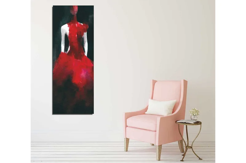 Canvastavla 30x80 cm - Elegant klänning i röd nyans - Röd / Svart - Inredning & dekor - Tavlor & konst - Canvastavla