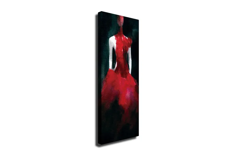 Canvastavla 30x80 cm - Elegant klänning i röd nyans, Röd / Svart