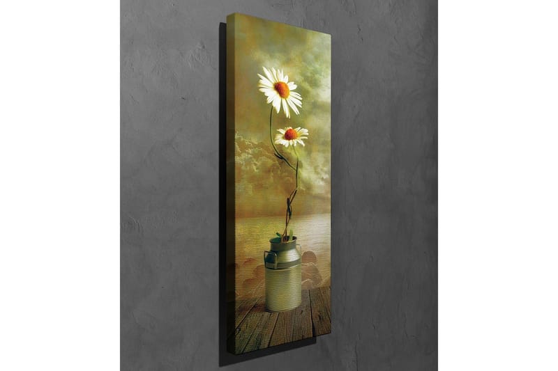 Canvastavla 30x80 cm - Två prästkragar i en mjölkkruka - Vit / Grön / Beige - Inredning & dekor - Tavlor & konst - Canvastavla