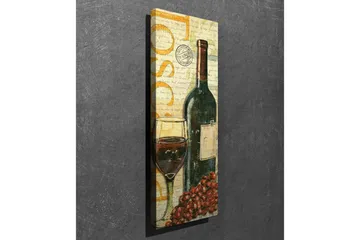 Canvastavla 30x80 cm - Vinflaska med glas och druvor - Mörkgrön / Röd / Brun - Inredning & dekor - Tavlor & konst - Canvastavla