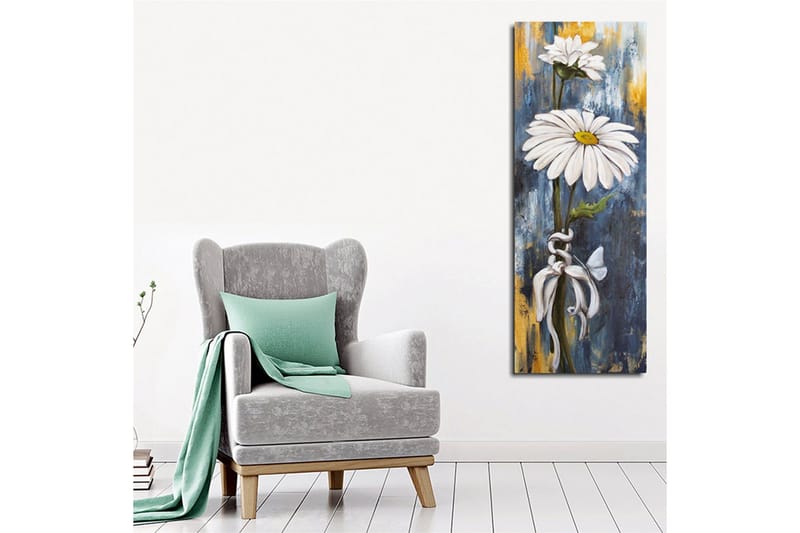 Canvastavla 30x80 cm - Vita prästkragar med en blå och guldaktig bakgrund - Vit / Blå / Guld - Inredning & dekor - Tavlor & konst - Canvastavla